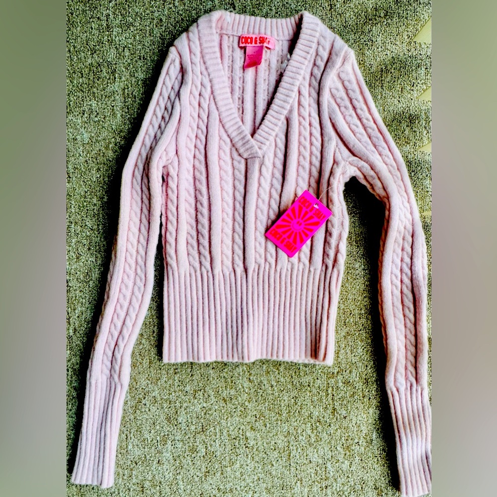 Pink Cable Knit Sweater
